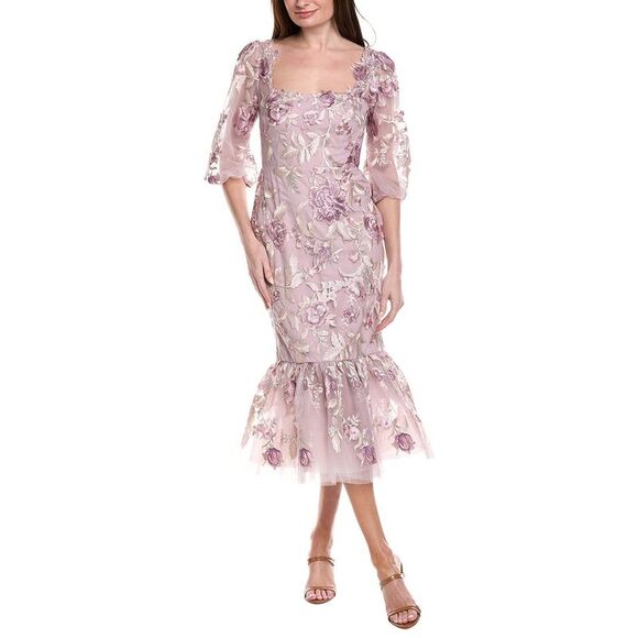 Marchesa Notte Dresses & Skirts - Marchesa Notte Womens  Puff Sleeve Midi Dress, Pink